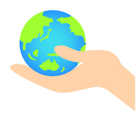 A hand that gently supports the earth.
Ecology concept.
