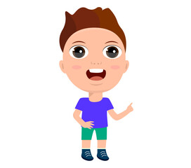 smart little kid girlboy  showing with index finger answers primary school kindergarten education concept