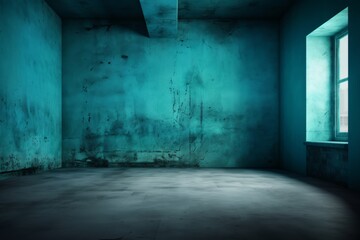 Artistic studio wall background in tones of blue, Generative ai