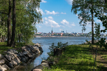 Landscape shot of a Helsinki city from the island point of view