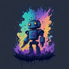 A colorful Robot illustration, generative AI