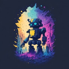 A colorful Robot illustration, generative AI
