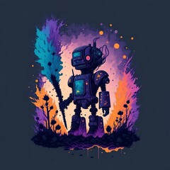 A colorful Robot illustration, generative AI