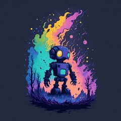 A colorful Robot illustration, generative AI