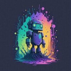A colorful Robot illustration, generative AI