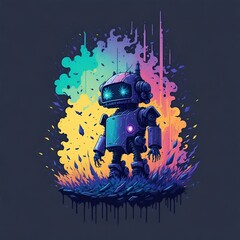 A colorful Robot illustration, generative AI