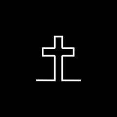 Obraz premium Cross icon. Religious cross on black background.
