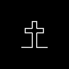 Cross icon. Religious cross on black background.