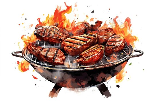 barbecue isolated on white background. Generated by AI.