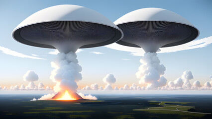 Fototapeta na wymiar nuclear explosions mushrooms