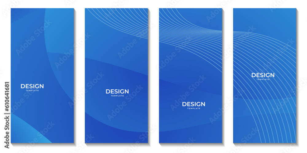Poster set of brochures with abstract blue wave background for business