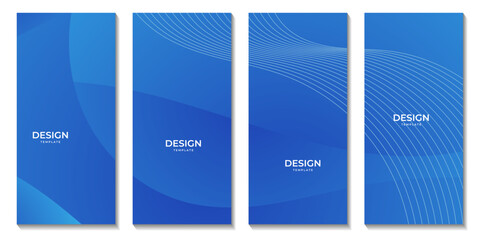 set of brochures with abstract blue wave background for business