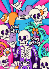 90s groovy skeleton at the summer party