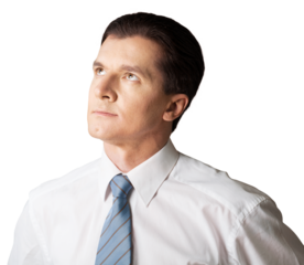 Business man looking in a virtual screen