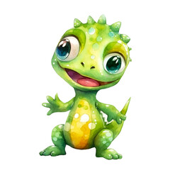 Fototapeta premium Watercolor cute little baby dino..Isolated on a white background.