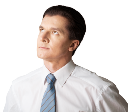 Business man looking in a virtual screen