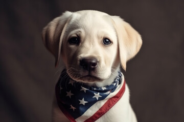 dog wearing American flag, background for 4th july. Generative Ai