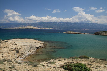 Stolac naturist stony beach on the island of Rab in Croatia