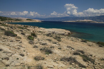 Stolac naturist stony beach on the island of Rab in Croatia