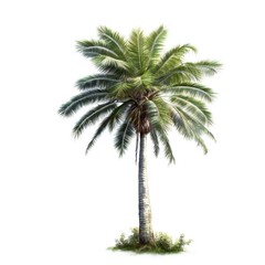 Fototapeta na wymiar Tropical palm tree on white background Generative AI