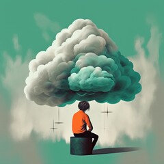 A Lonely Cloud: Symbolizing a Child's Solitude, Mental healther Ge mattnerative AI 