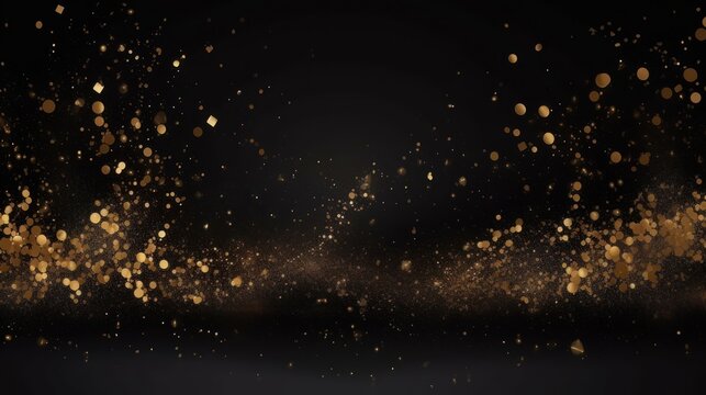 glitter golden sparkles water drops on black background HD 8K wallpaper Stock Photography Photo Image