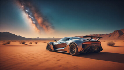 Obraz na płótnie Canvas car in the desert