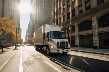 Delivery truck on the city street - Illustration created with generative ai