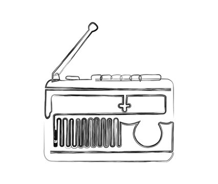 recommend clip art: Continuous one line drawing of vintage broadcast radio receiver. Simple Retro radio line art vector illustration. 