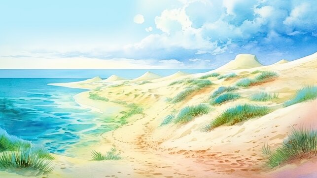 Pastel colors light watercolors of a sunny day