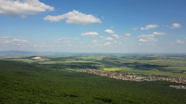 Stunning aerial view of Nitra, a city at the foot of Zobor Mountain, Slovakia 4k
