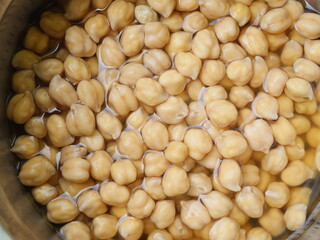 soaked chickpeas on a bowl