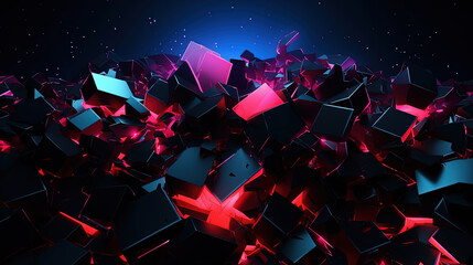 Abstract background with a crushing dark minimalist neon section