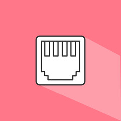 Ethernet vector icon in linear, outline icon isolated on pink background. Vector illustration.