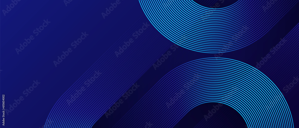 Poster blue abstract background with blue glowing diagonal rounded lines. modern shiny geometric lines patt