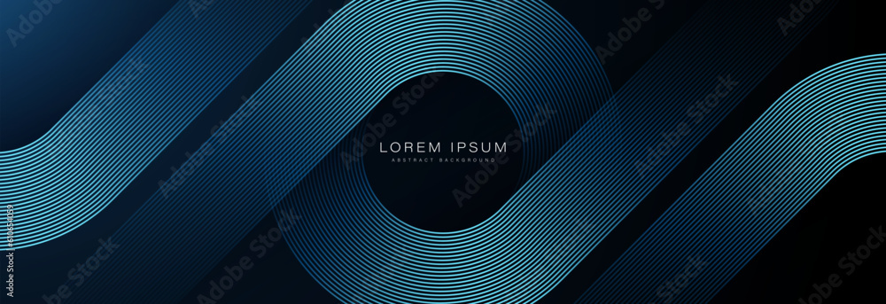 Canvas Prints dark blue abstract background with glowing geometric lines. modern shiny blue diagonal rounded lines