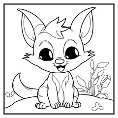 Cute Mink Coloring Book Page Cartoon Ilustration-01