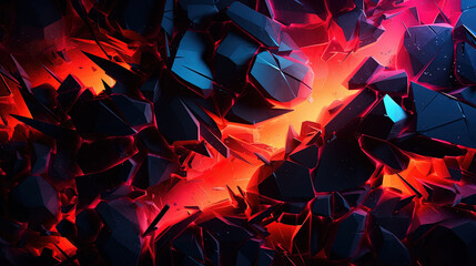 Abstract background with a crushing dark minimalist neon section