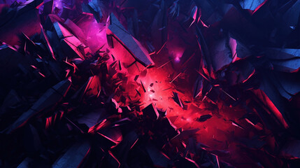 Abstract background with a crushing dark minimalist neon section