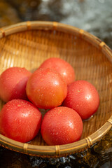 冷えた新鮮なトマト