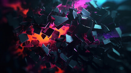Abstract background with a crushing dark minimalist neon section