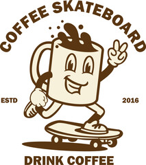 coffee skateboard brown illustration coffeeshop © Siyastudio