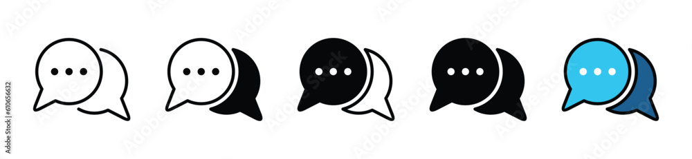 Poster chat icon vector in line and flat style. chat, talk, speech bubble icon symbol on white background w
