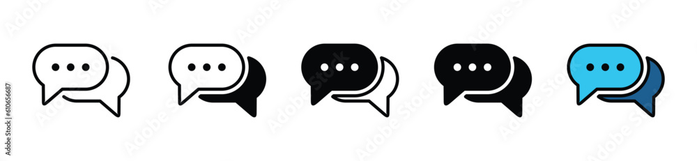 Poster chat icon vector in line and flat style. chat, talk, speech bubble icon symbol on white background w