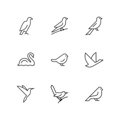 Set of bird icon for web app simple line design