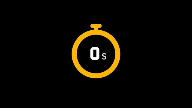 5 second countdown clock animation, alpha channel	