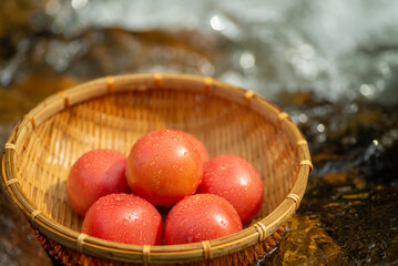 冷やした新鮮なトマト