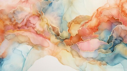 Obraz na płótnie Canvas Abstract alcohol ink background, luxury dreamy illustration with beautiful color palette, minimal painting design for wallpaper or print, creative hand drawn art, watercolor or oil - Generative ai