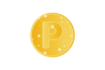 letter P gold stylish logo design template