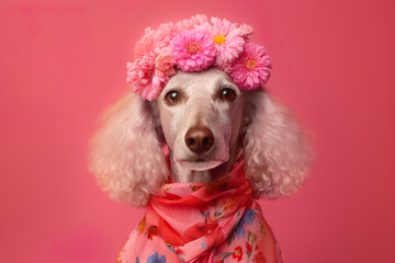 cute dog pink background